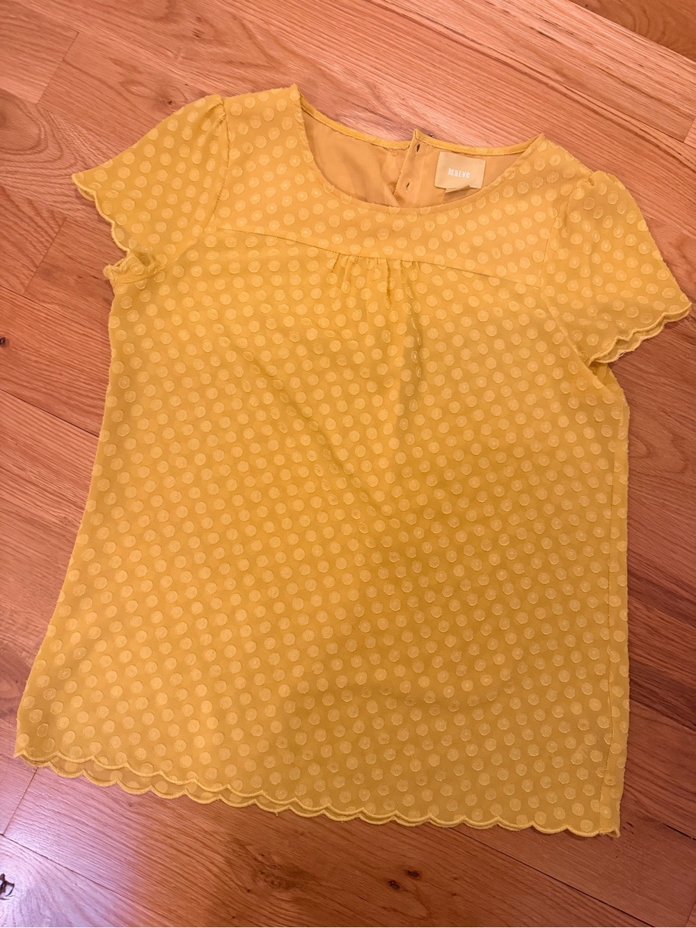 Maeve Yellow Polka Dot Short Sleeve Blouse | Anthropologie | Size S